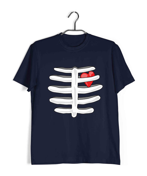 Science Nerd Biology Heart in Ribcage Custom Printed Graphic Design T-Shirt for Women
